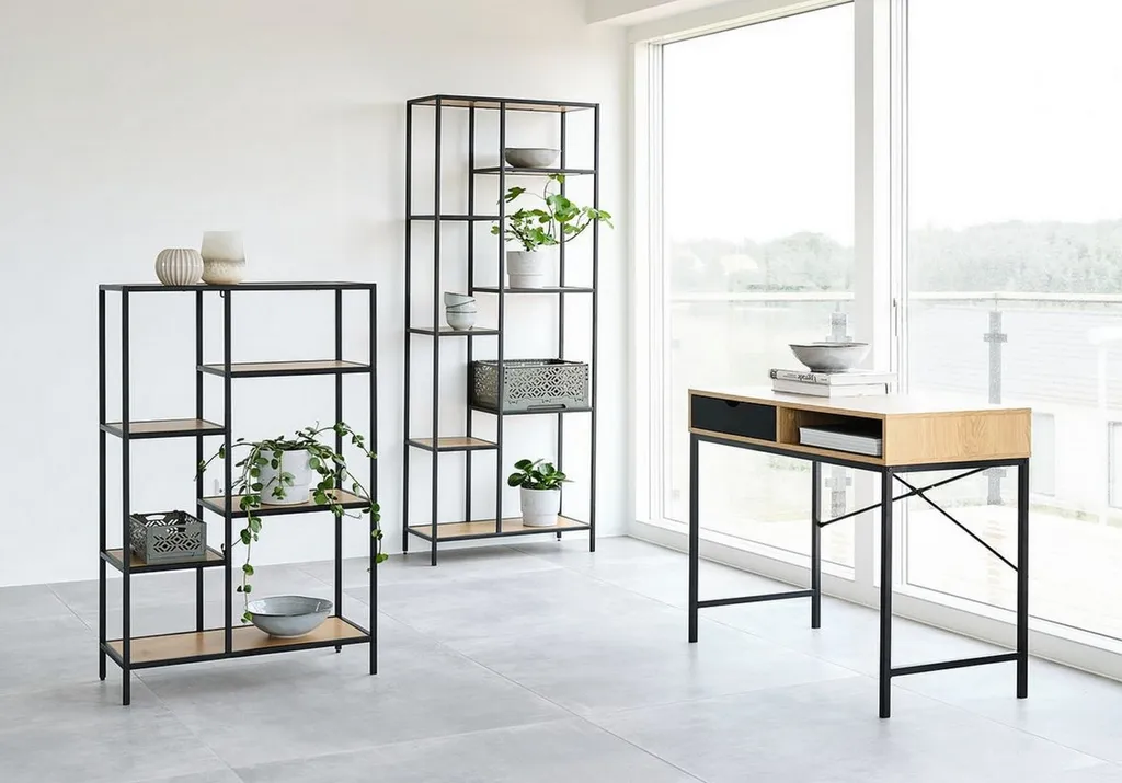 Bureau ADARE compact chêne et noir - Solution gain de place pour studio - 2