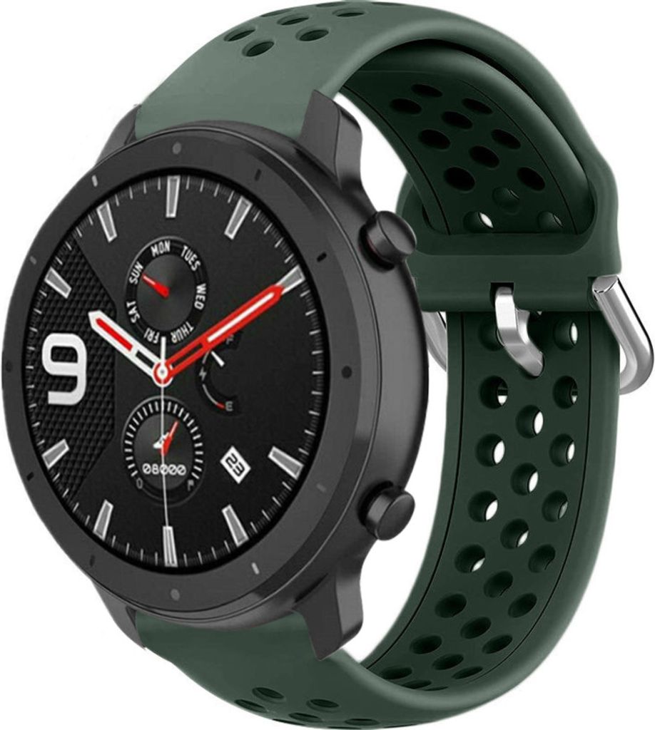 Strap-it Xiaomi Amazfit GTR Silikonband mit Löchern (Armeegrün)