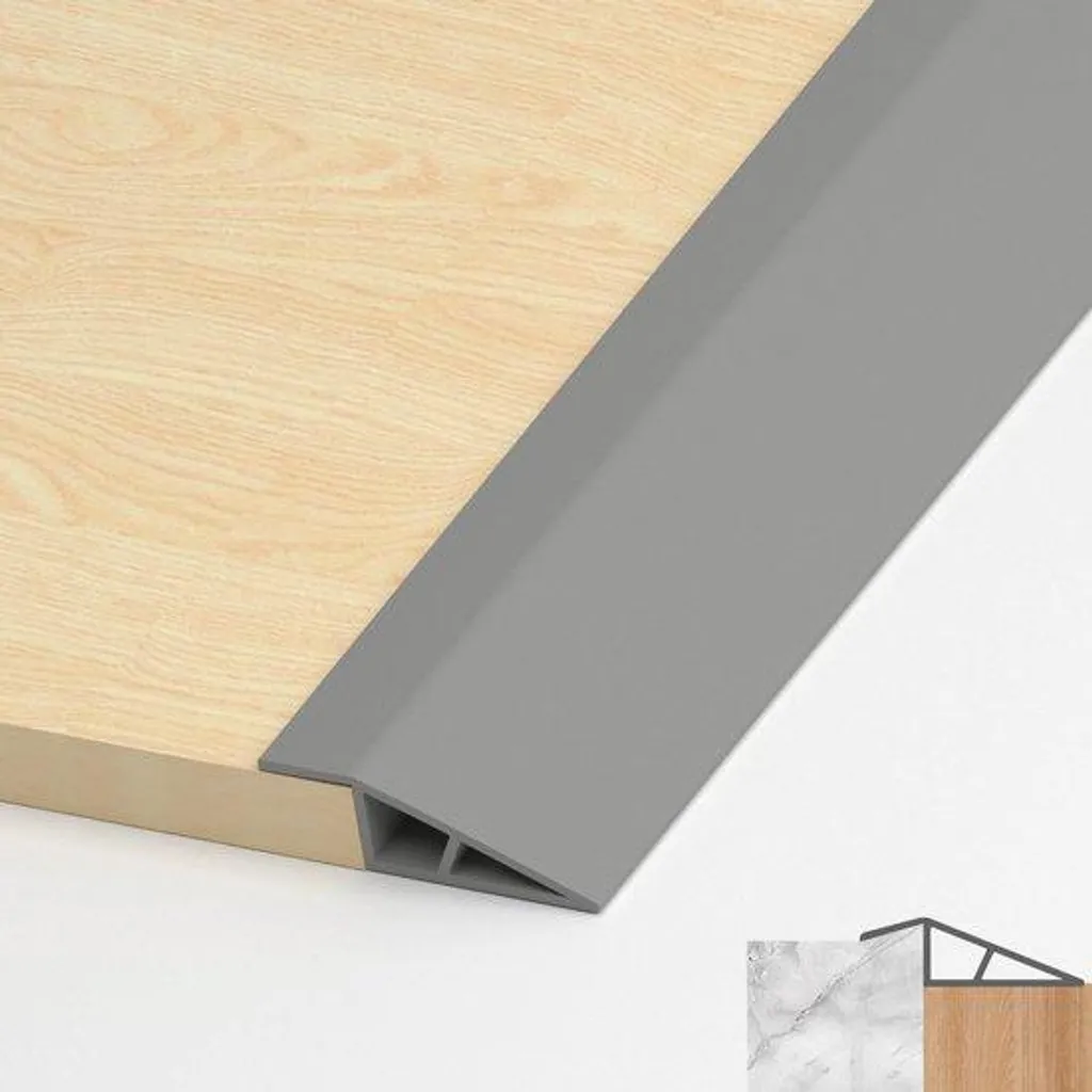 Barre de seuil flexible grise 10-15 mm autocollante pour sol et parquet