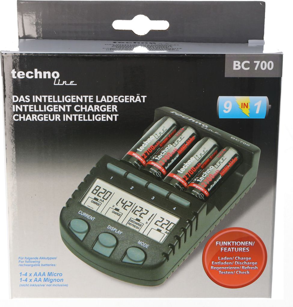 Technoline Bc1000 Caricabatterie Technoline BC 1000 N Per Batterie - Display LCD Caricabatterie Technoline BC 1000N