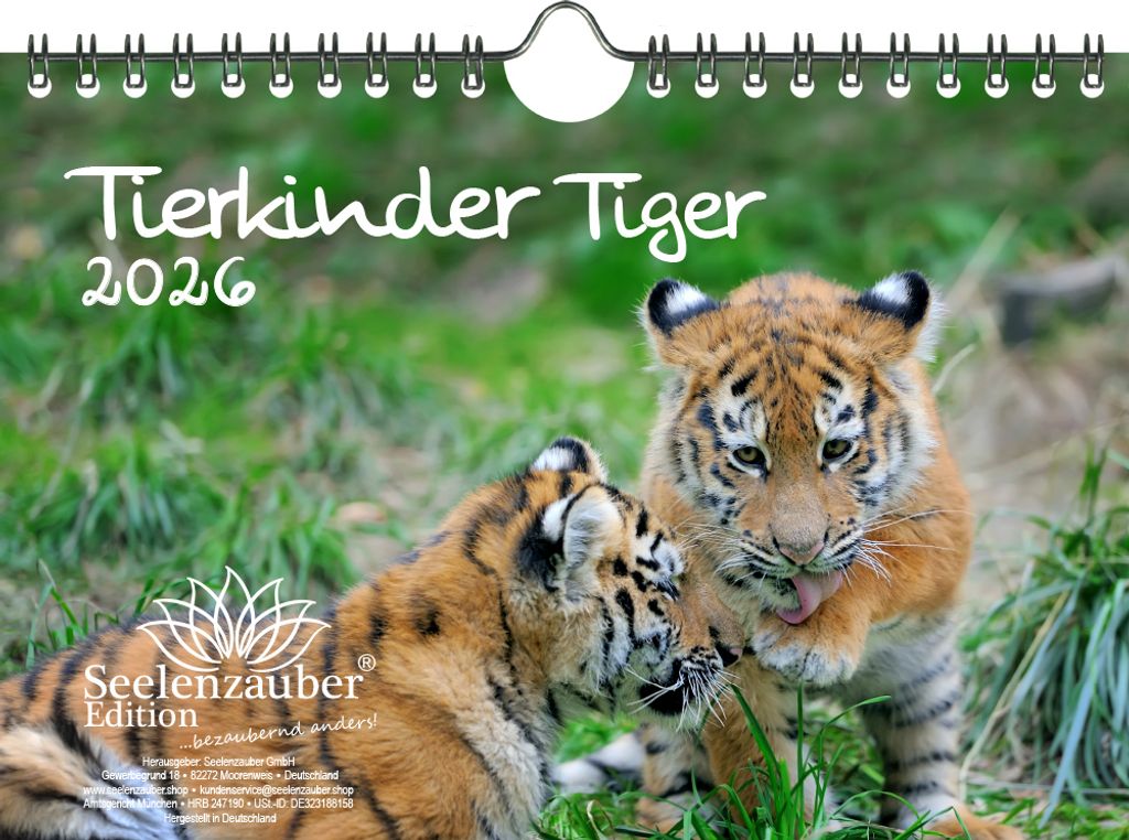 Tierkinder Tiger DIN A5 Kalender für 2026 Tiger - Seelenzauber