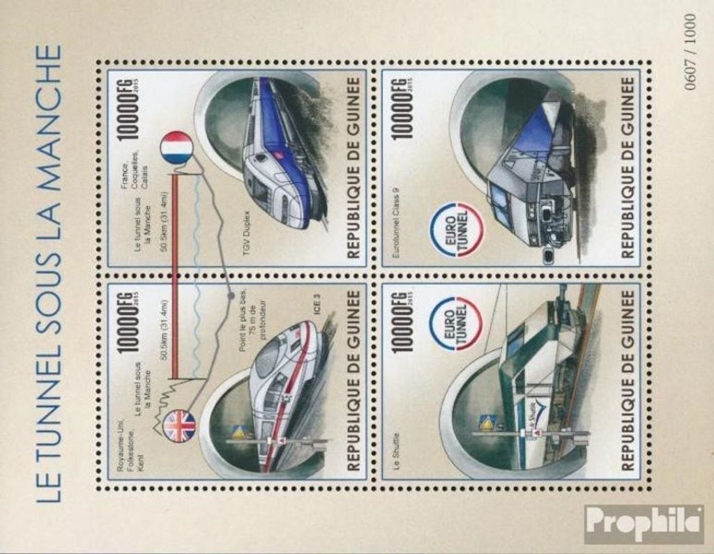 Briefmarken Guinea 2015 Mi 11398-11401 Kleinbogen (kompl. Ausgabe) postfrisch Der Tunnel durch den Ärmelkanal