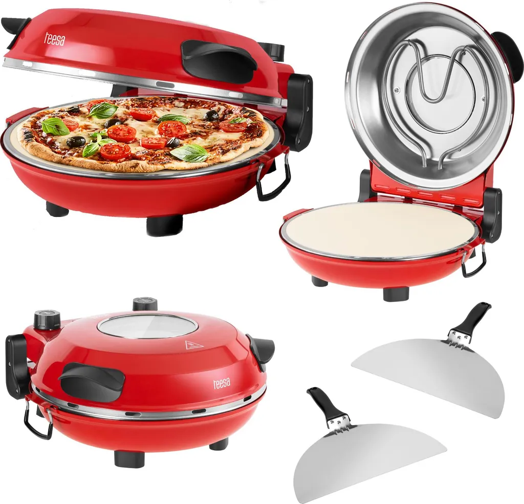 Forno Pizza Teesa Supreme 1200W Rosso - Feste e Cene in Famiglia
