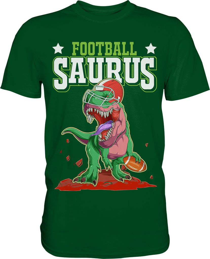 Dinosaurier American Football Dino T-Shirt – Bottle Green / Produktbild 