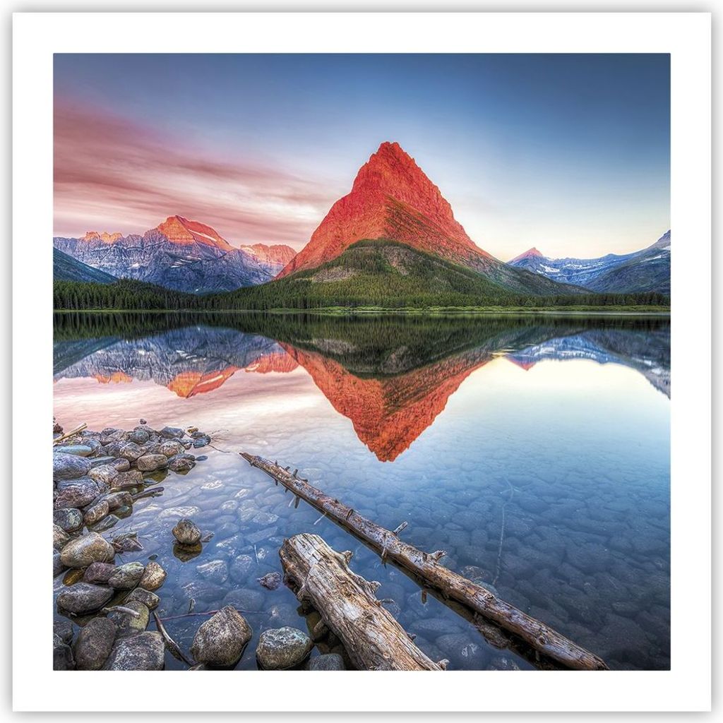 Poster - Poster ohne Rahmen - See Berge Spiegelung - 60x60 cm - Wand Bild - Wanddeko - Wandbilder - Kunstposter - Wandposter - Bilder - Kunstdruck ...