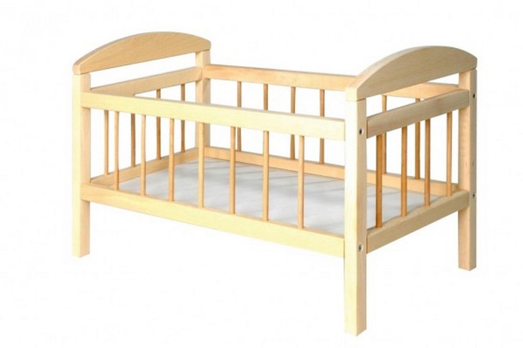 Houten poppenbed, groot, 58,5 x 33 x 37,5 cm, geleverd in Productafbeelding 