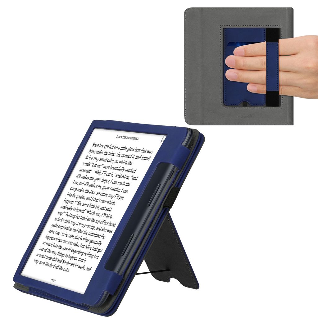 kwmobile Flip Hülle kompatibel mit Kobo Sage - Handschlaufe - Cover Dunkelblau
