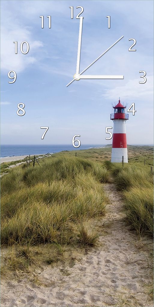 Wallario Design Wanduhr Am Strand von Sylt  Leuchtturm auf Produktbild 