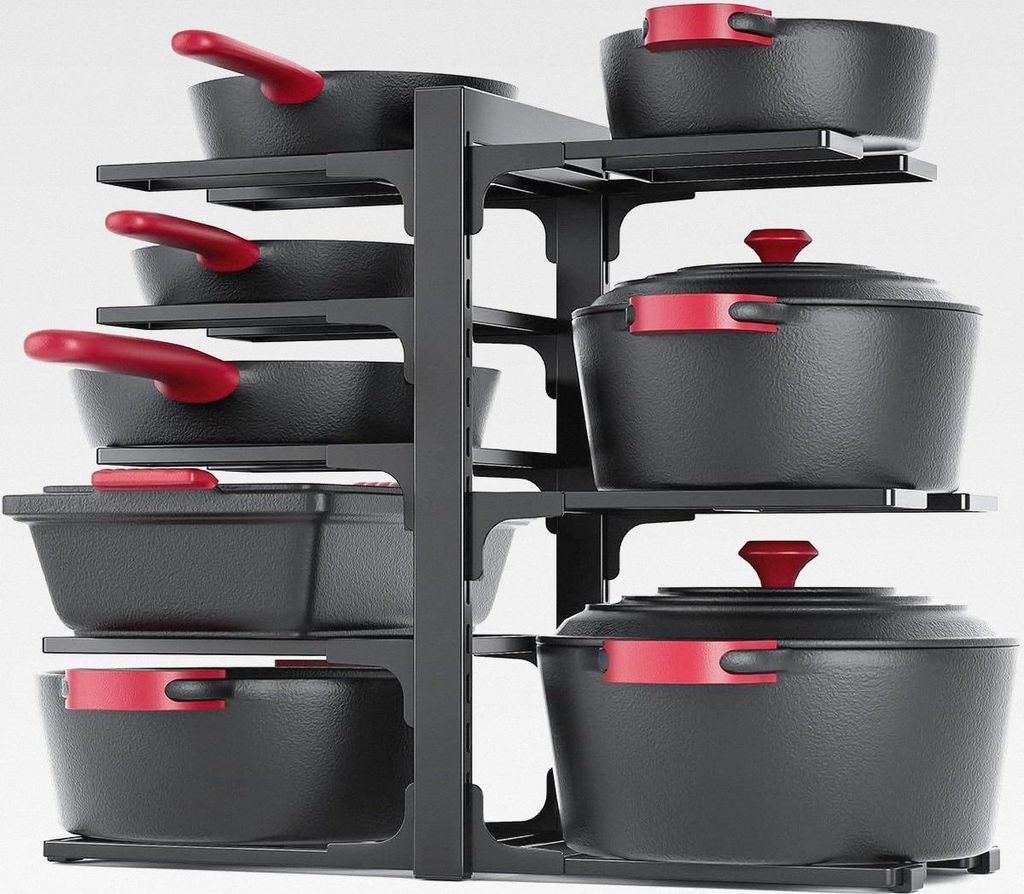 Topf Organizer, 8 Ebenen (40 cm Hoch), Stabil und Verstellbar | Geeignet für Die Aufbewahrung im Küchenschrank, Vor Allem für Pfannen und Andere...