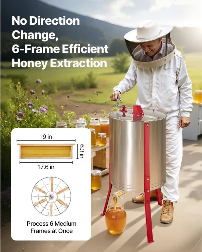 Extracteur de miel manuel - Solution 6 cadres pour extraction sans casse