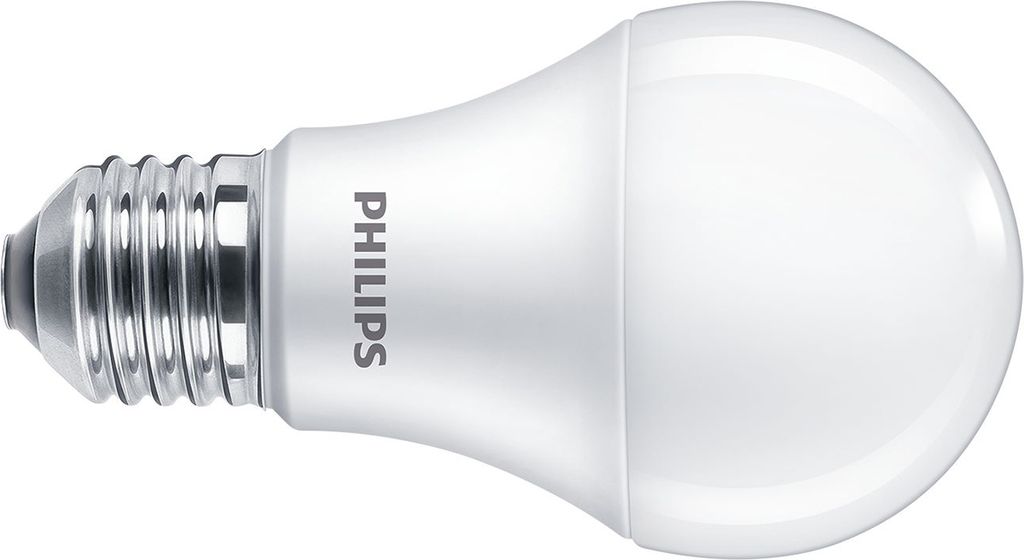 A Philips LED light bulb is shown against a white background.