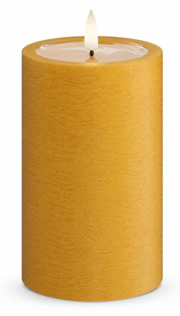Deluxe Homeart Unique LED-Kerze Echtwachs Curry - 7,5 x 10 cm