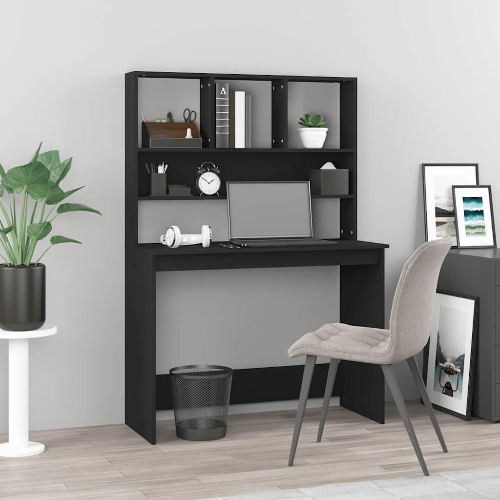 vidaXL Bureau avec étagère noir 102x45x148 cm Bois Image du produit 