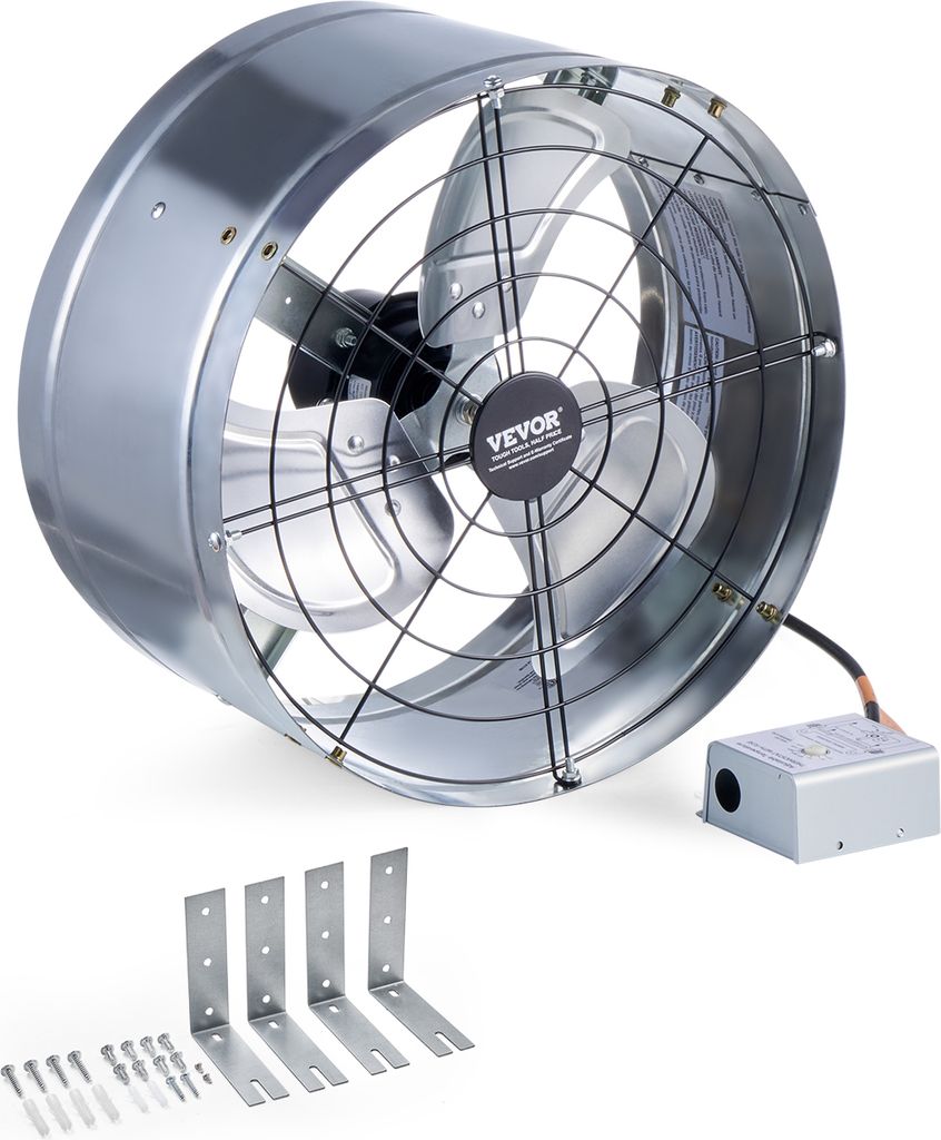 VEVOR Abluftventilator Dachboden, 380 x 200 mm, Luftabluftventilator mit einstellbarem Thermostat, Außengitter, 1300 CFM Luftstromkapazität, für...