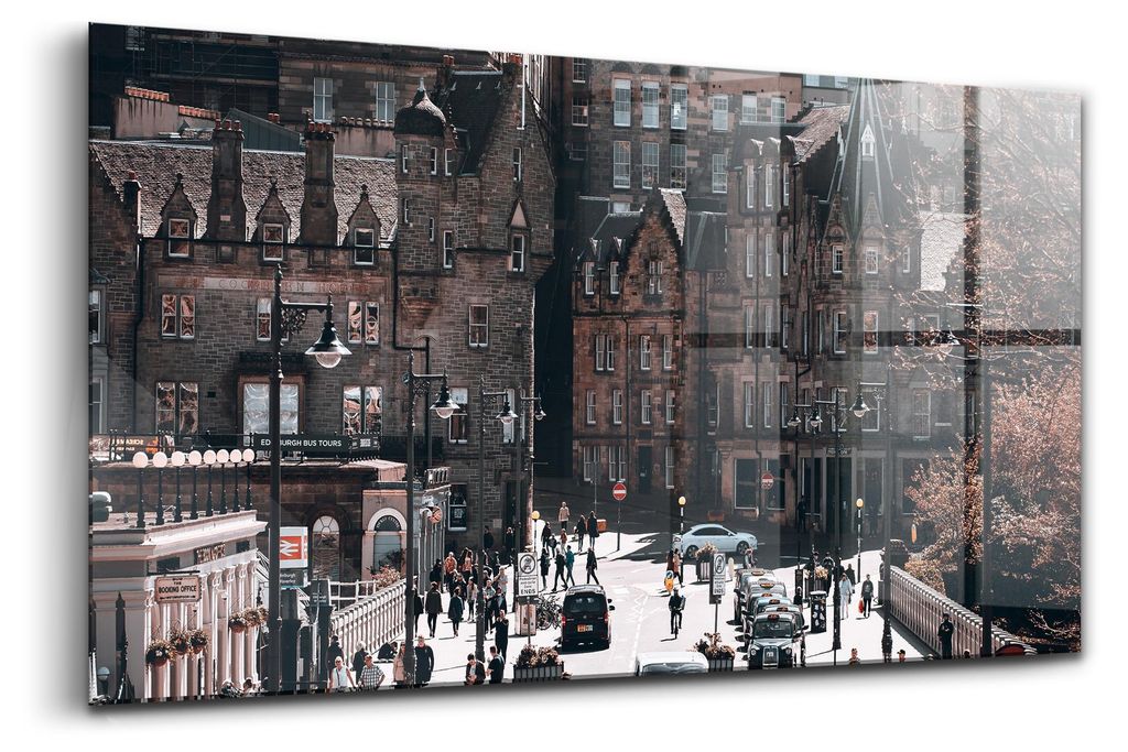 Glasmalerei - dekorative Malerei - moderne Malerei - 100x50 - Ansicht von Schottland Edinburgh