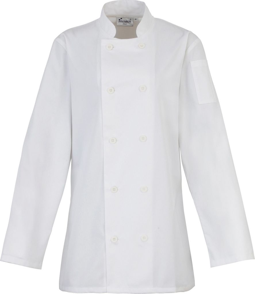Premier Damen Chef / Koch Jacke, Langarm (2 Stück/Packung) RW6827 (XS) (Weiß)