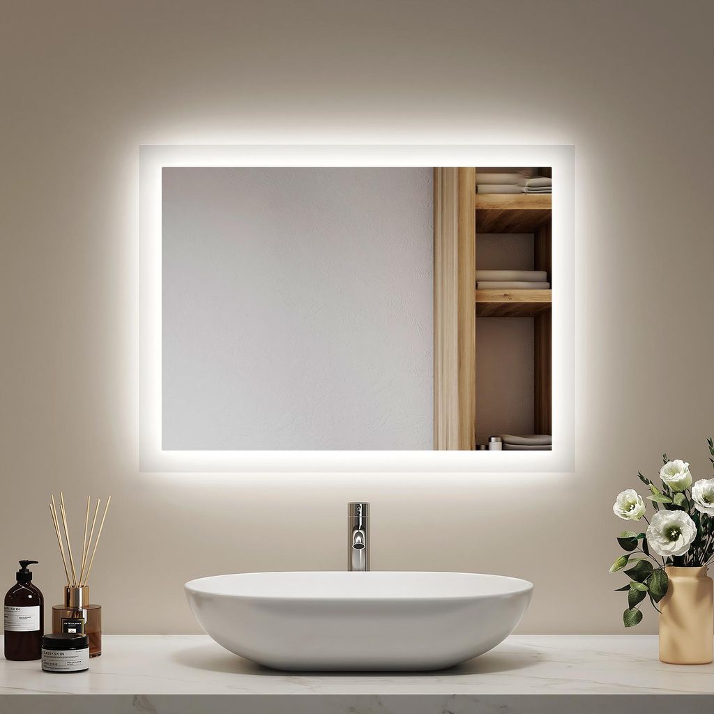 Specchio da bagno EMKE LED 45x60 cm con illuminazione e Immagine del prodotto 