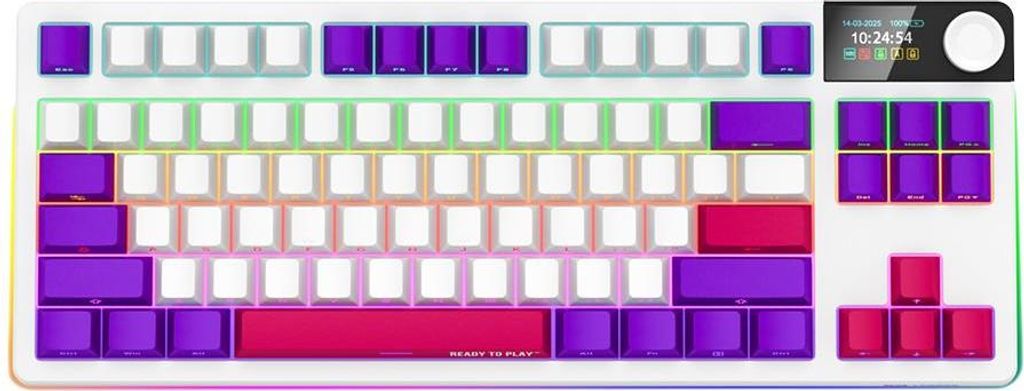 LORGAR Kabellose Gaming-Tastatur, Pro, TKL, mechanisch, wei, EN-Layout