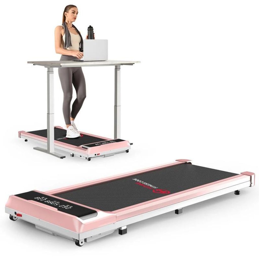 Klappbare Laufbänder, 1-10 km/h Laufband, Bürstenloser Motor, Laufpad, Walking Pad für Zuhause Klein Laufpad, Rosa