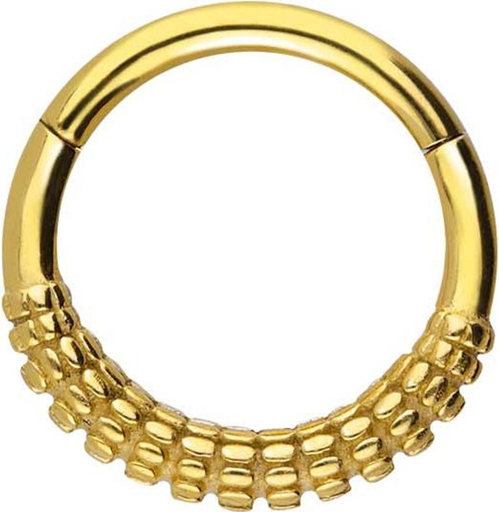 Ohrpiercing, Nasenpiercing, Septum Piercing Chirurgenstahl Segmentring Clicker KOLBEN-DESIGN Gold Innendurchmesser: 8 mm