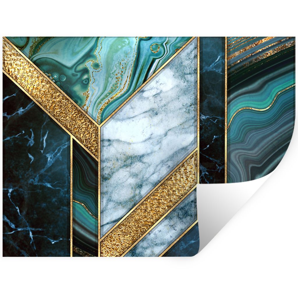 MuchoWow Wandtattoo Wandsticker Wandaufkleber Marmor - Mosaik - Gold 40x30 cm Selbstklebend und Repositionierbar - Faltenfrei