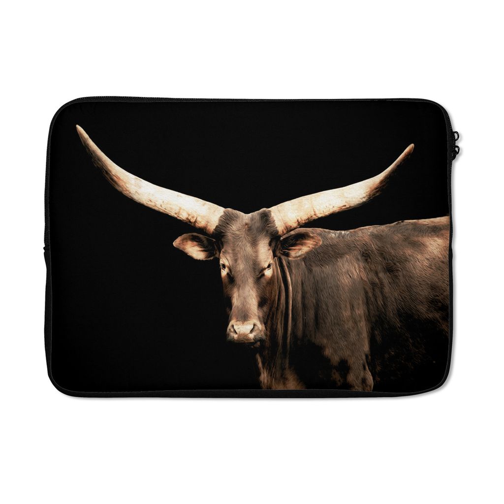 MuchoWow Laptop Hülle 13 Zoll Kuh - Watussi - Afrika Laptoptasche - Laptophülle - Sleeve - Rundumschutz