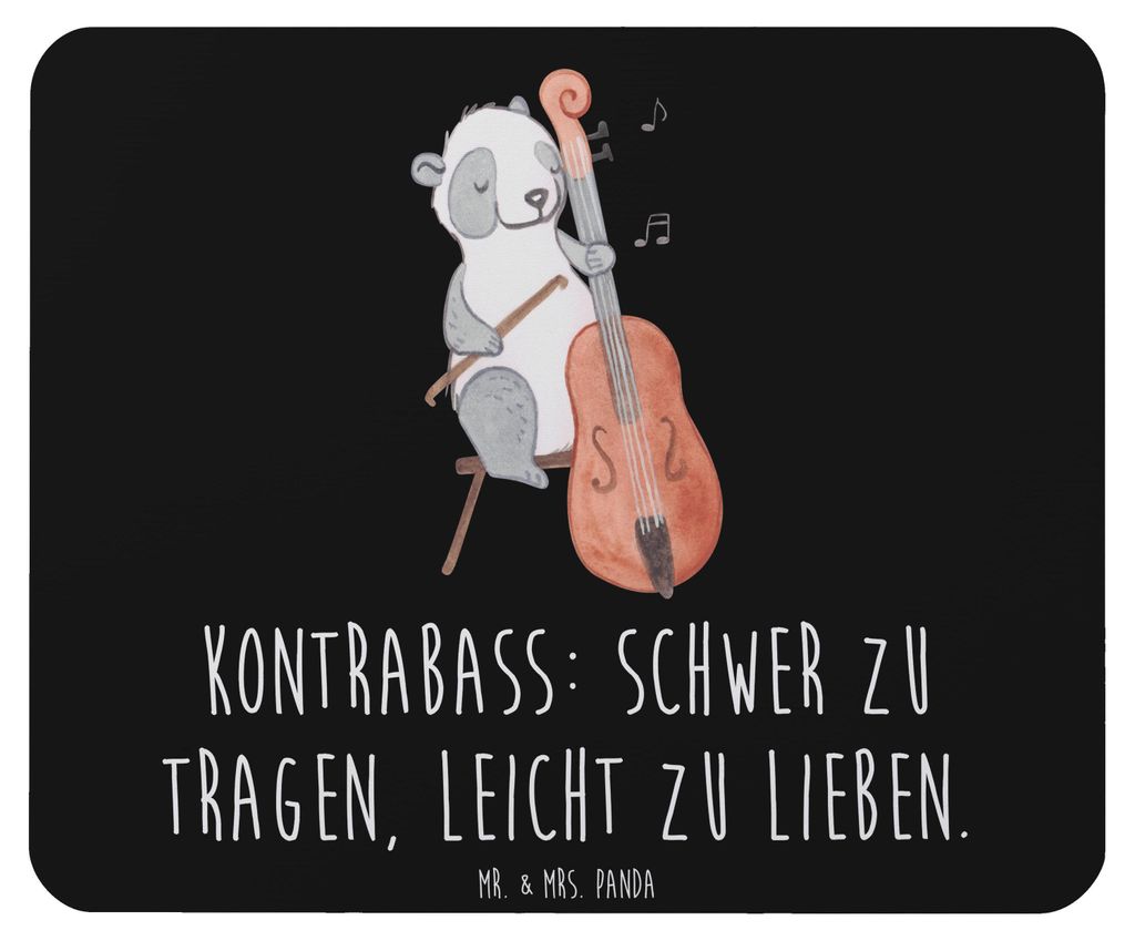 Mr. & Mrs. Panda Mauspad Kontrabass Liebe - Schwarz - Geschenk, Instrument lernen, Jazzbands, pc, Streichinstrument, tiefes, Mouse Pad, Musik, comp...