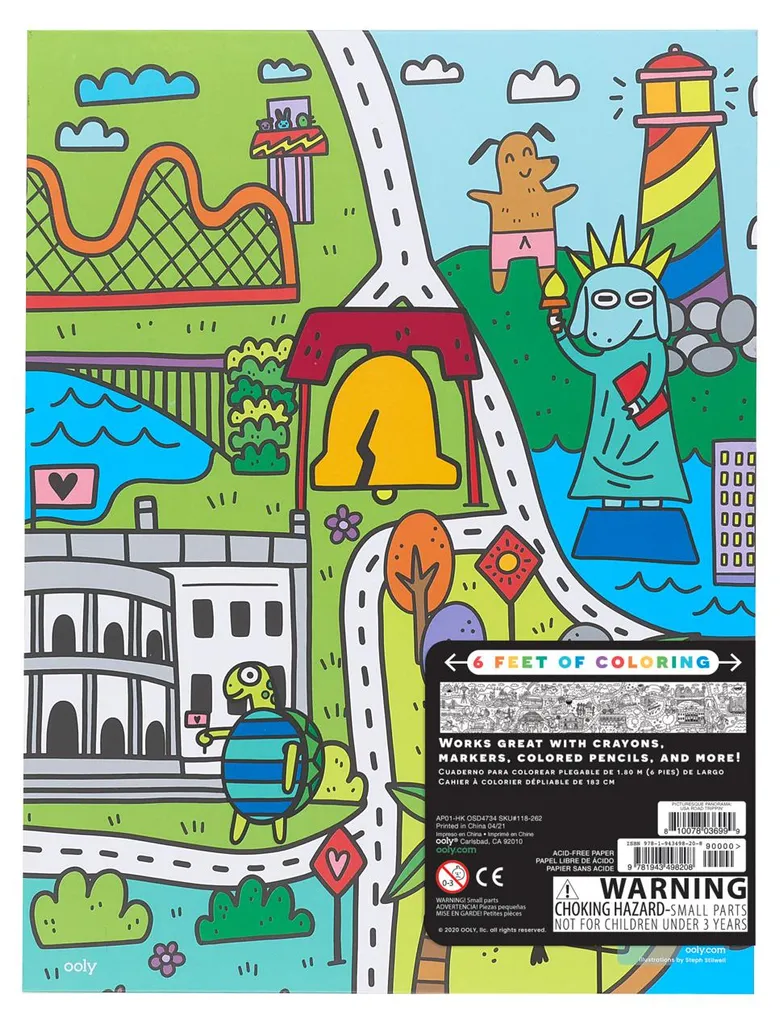 Ooly Livre de coloriage panoramique USA Road Trippin' - Jeu créatif