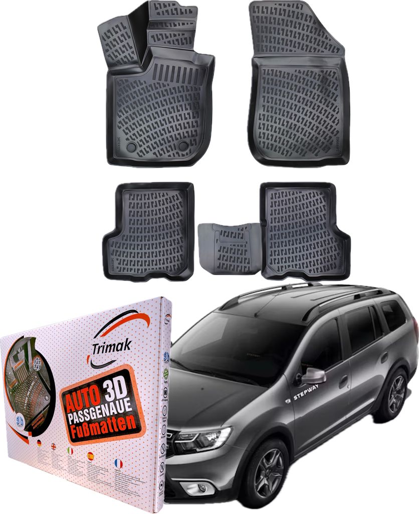 Trimak Autofußmatten kompatibel mit DACIA LOGAN MCV 2.Gen. (2012-2020) Auto Allwetter Gummimatten