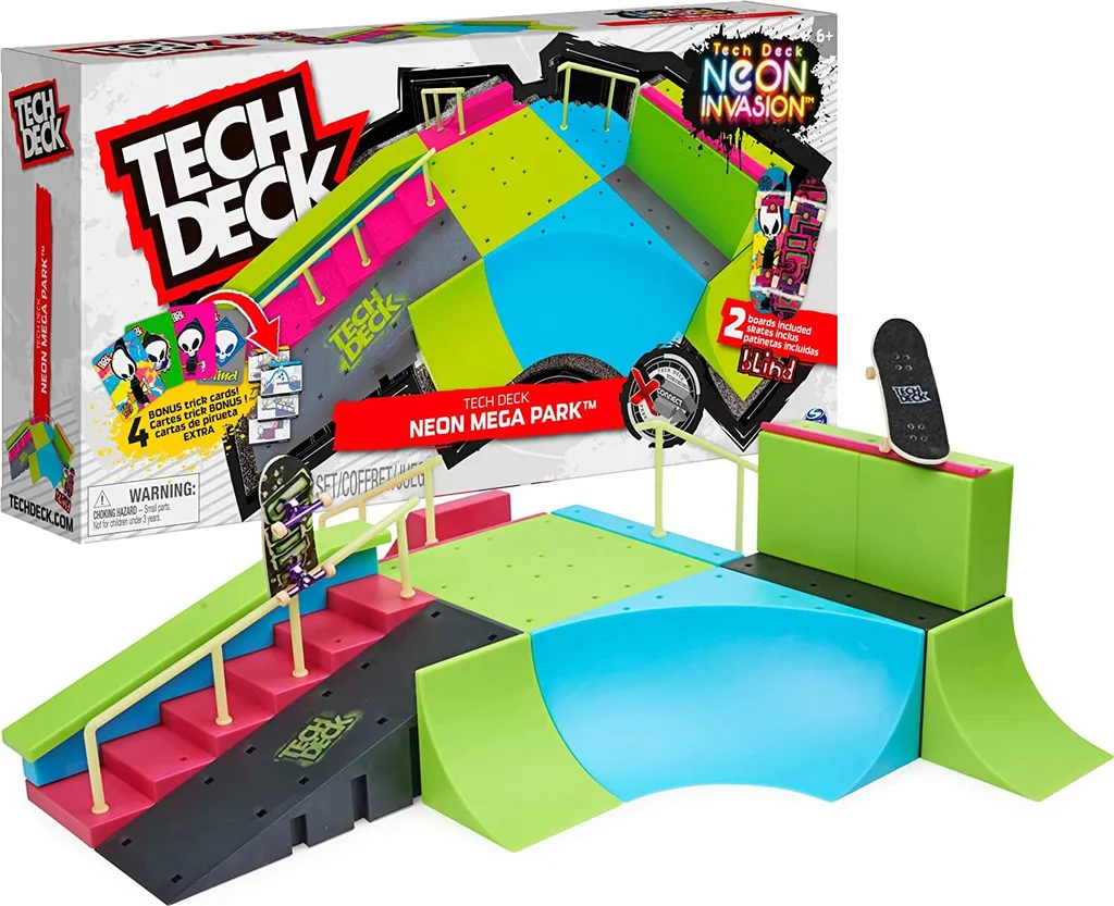 Rampe de Lancement Tech Deck Neon Mega Ramp pour Entraînement au Finger