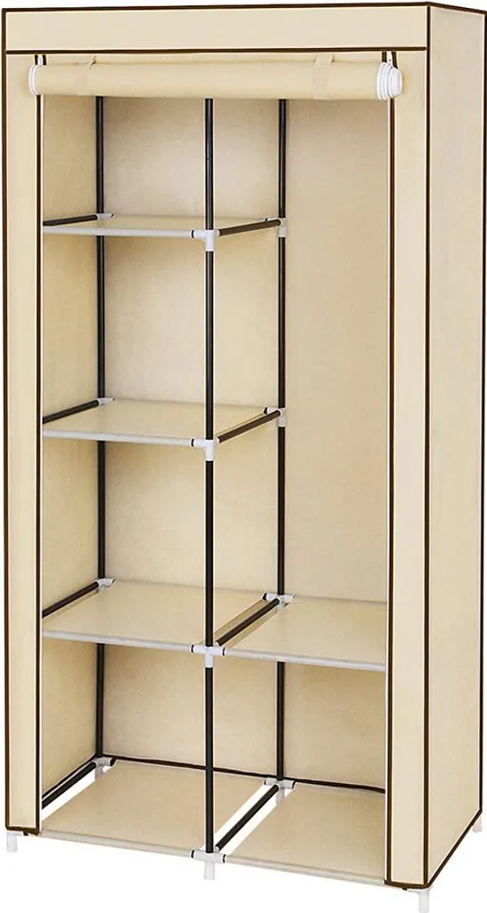 Armoire en tissu beige porte coulissante - Finissez-en avec le désordre