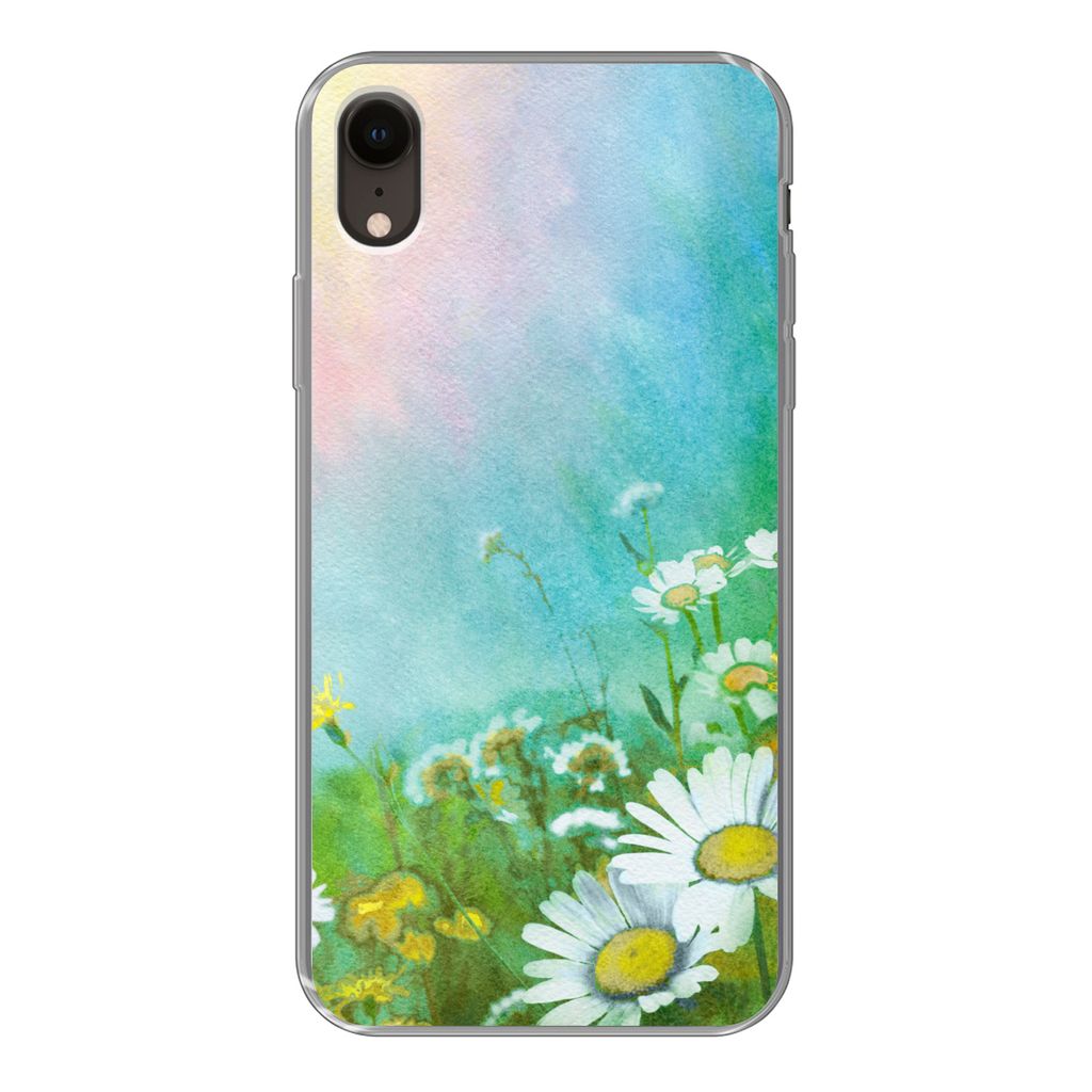 MuchoWow Handyhülle Schutzhülle Hülle für iPhone XR Gänseblümchen - Sonne - Sommer Silikon Softcase Handy Hülle - Schutzdeckel