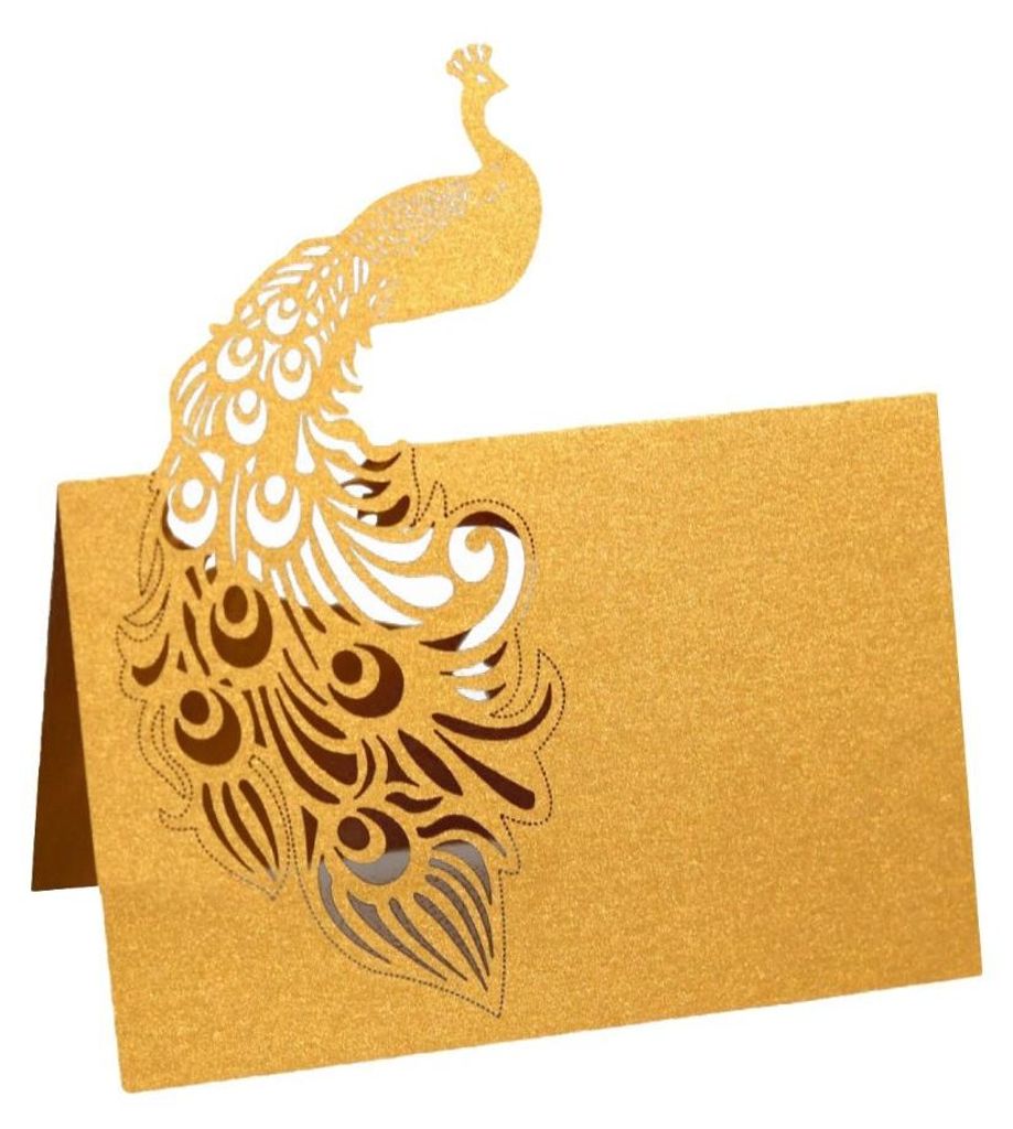 50 Stück 3D Hohlen Pfau Schmetterling Hochzeit Tischkarten Blank Laser Cut Tischkarten Für Bankett Party Dekor