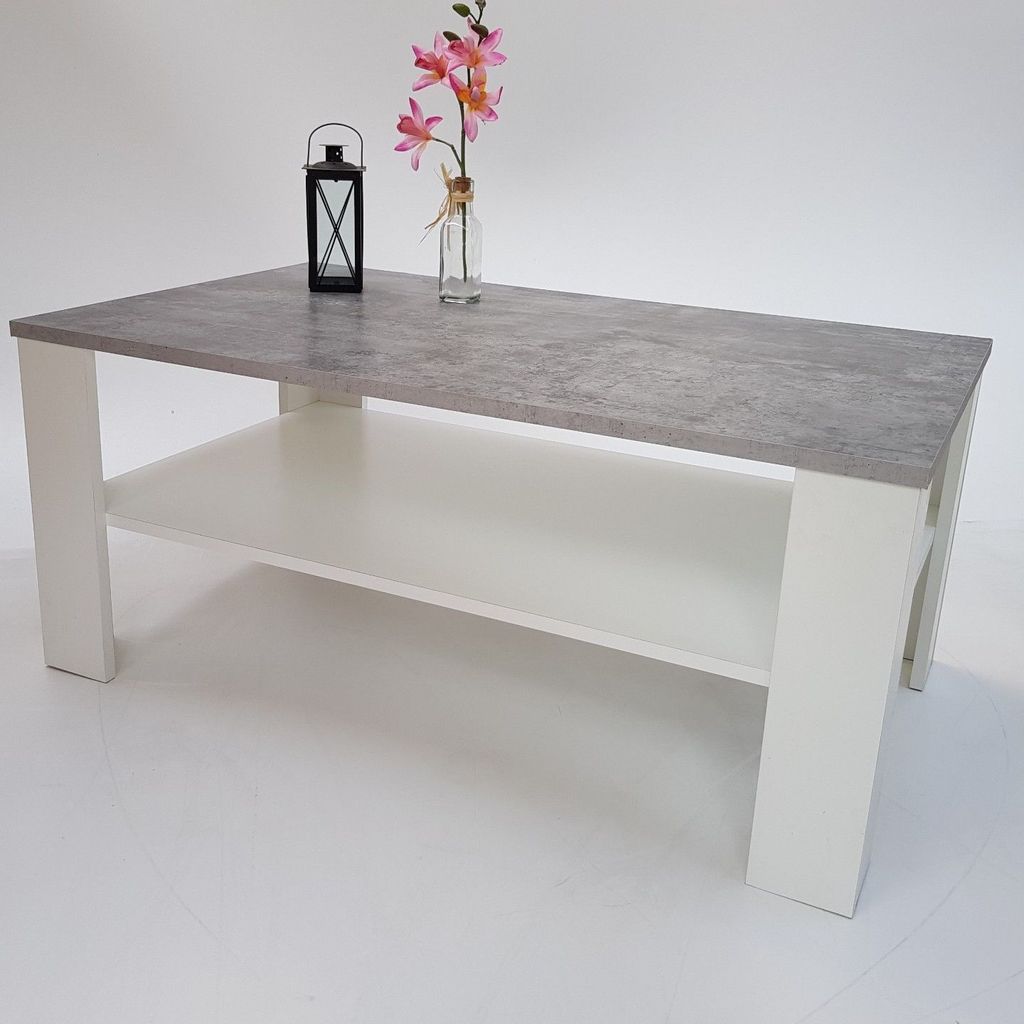 Möbel SD Couchtisch Bea Betonoptik -Weiß 100 x 54 x 43,5 cm