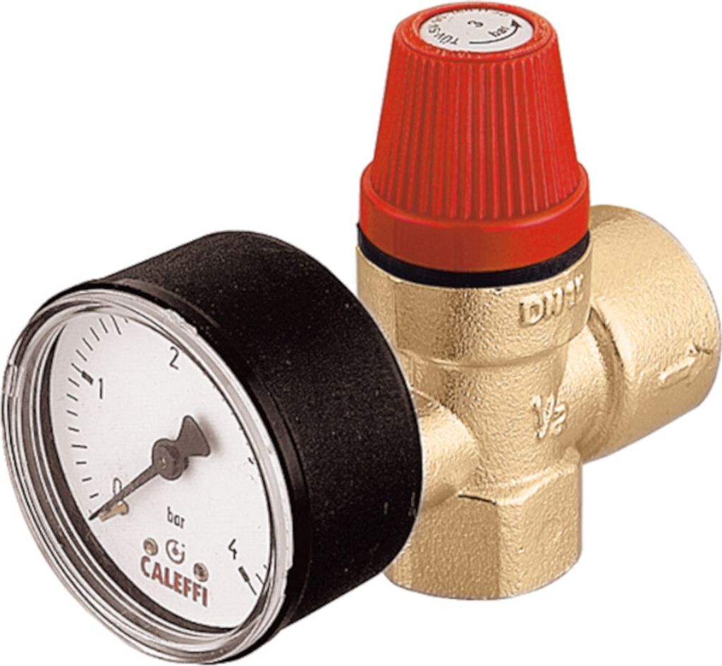 Caleffi Membransicherheitsventil mit Manometer für Heizung, SV - 1/2" x 1/2" - 3bar