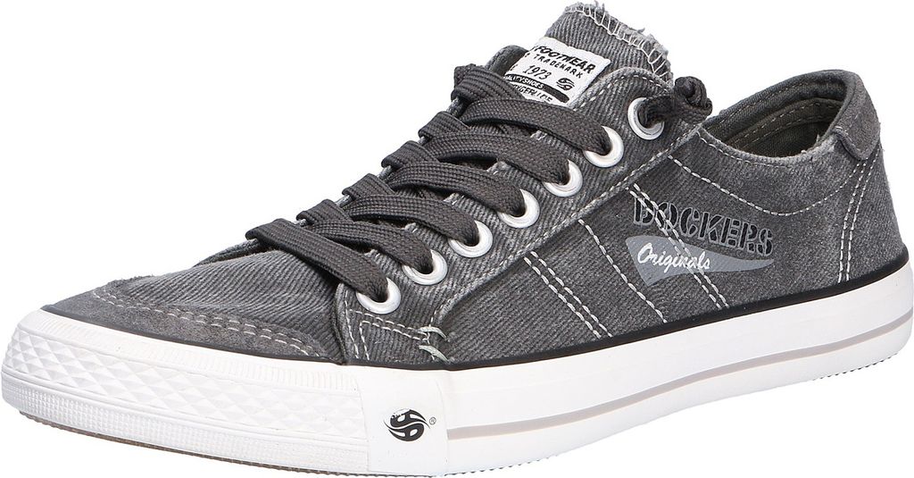 A single grey sneaker is shown from a side-diagonal angle against a white background.