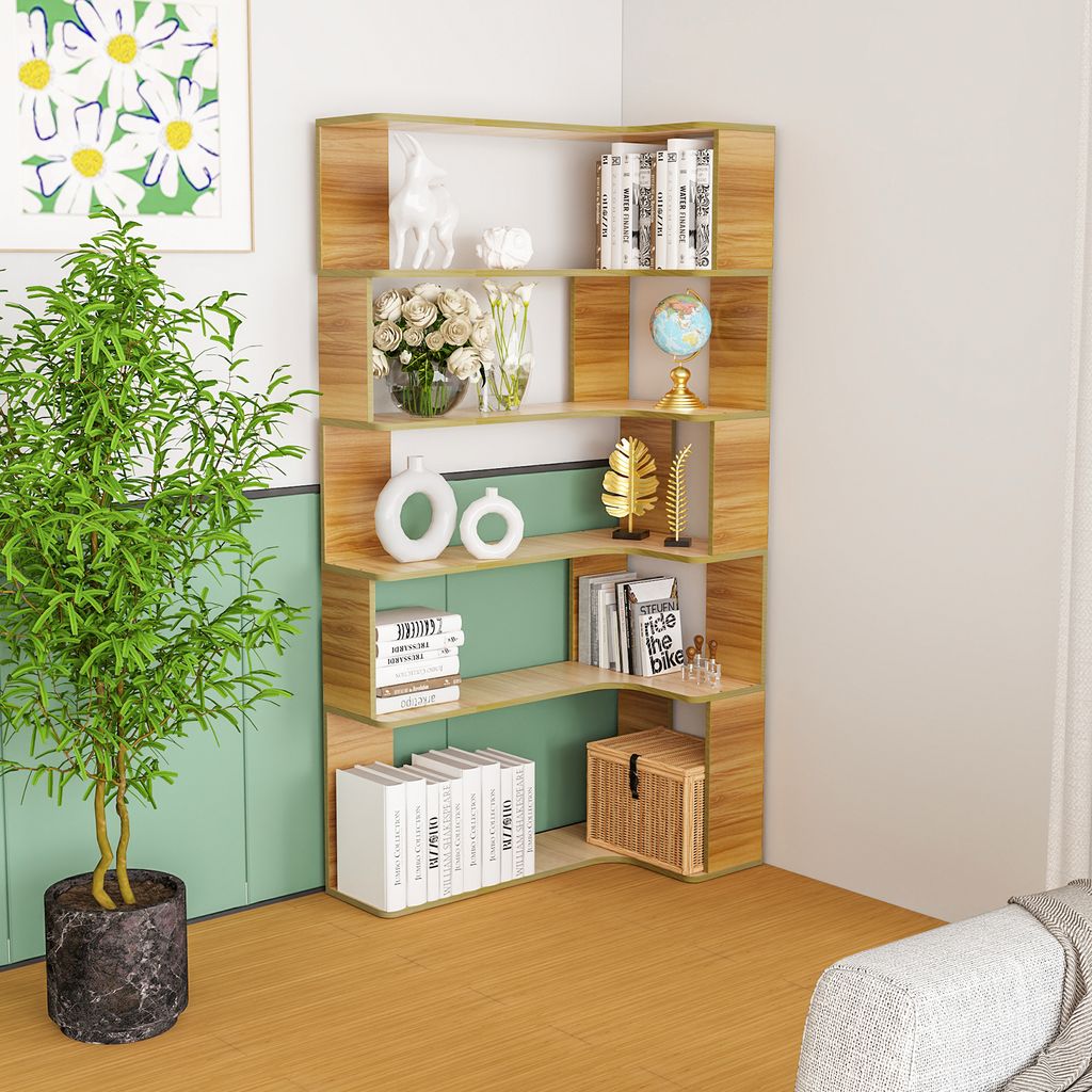 Bücherregal Eck-Bücherregal Standregal mit 5-stöckiges für Produktbild 
