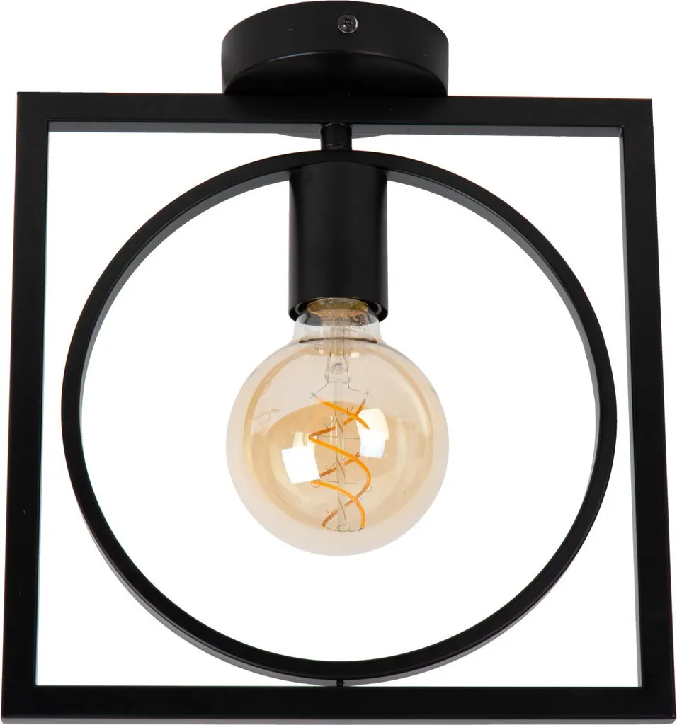 Plafonnier vintage noir SUUS Lucide pour éclairage de chambre et couloir