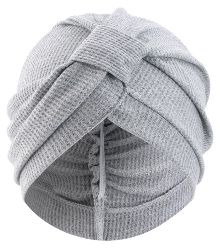 Turban-Hut, einfarbig, elastisch, geknotet, Kopftuch mit dicker Waffelstruktur, indischer Ethno-Stil, Kopfbedeckung