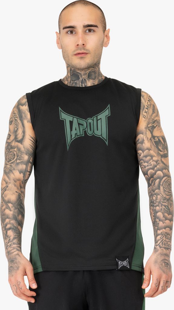 Herren ärmelloses Funktionsshirt normale Passform TRAINING TANK Black/Green 3XL Tapout