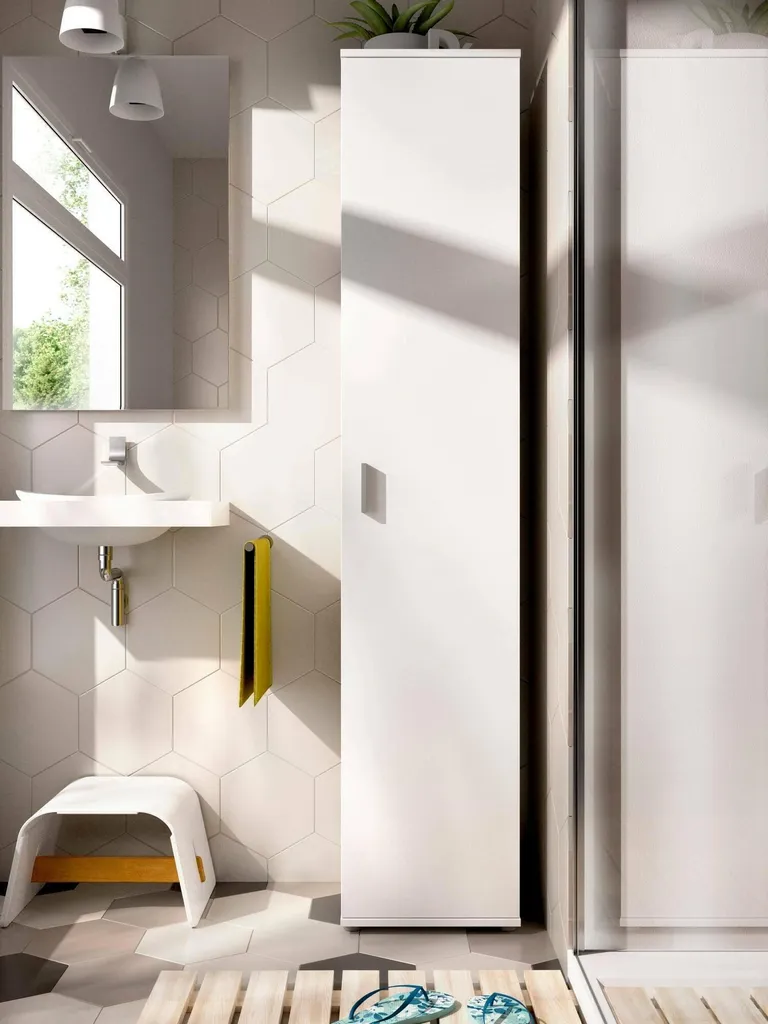 Armoire Blanche Haute 190 cm Multi-usage avec 3 Étagères Robustes
