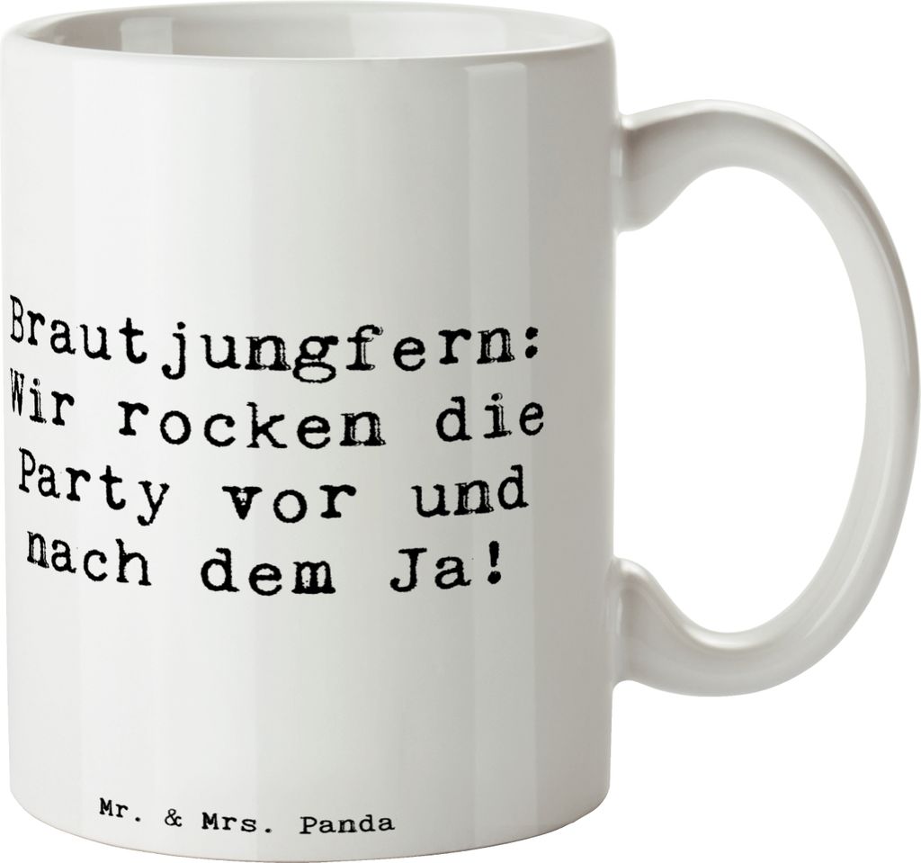 Mr. & Mrs. Panda Becher Spruch Brautjungfern Party - Weiß - Geschenk, Freundschaft, Trinkbecher, Heirat, Vorfreude, Kaffeetasse, handgefertigt, Da...