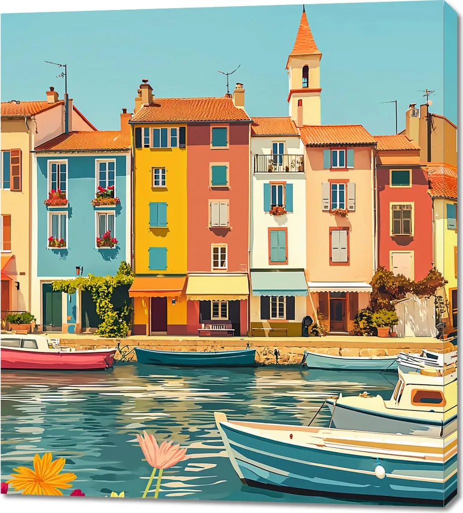 Quadro Canvas 90x100 cm Lungomare - Stampa Multicolore per Pareti