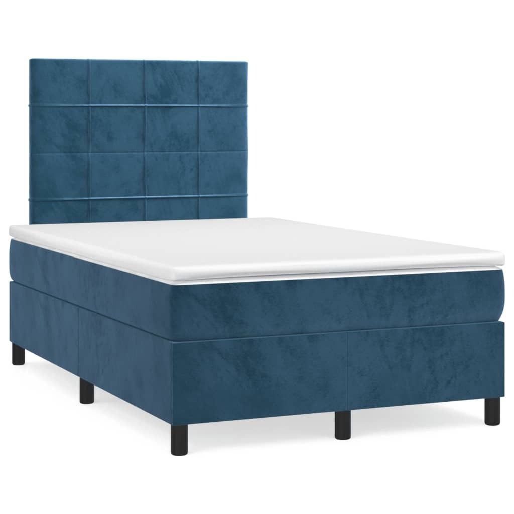 Möbel Boxspringbett mit Matratze Dunkelblau 120x190 cm Samt - Klassische Betten 3269999