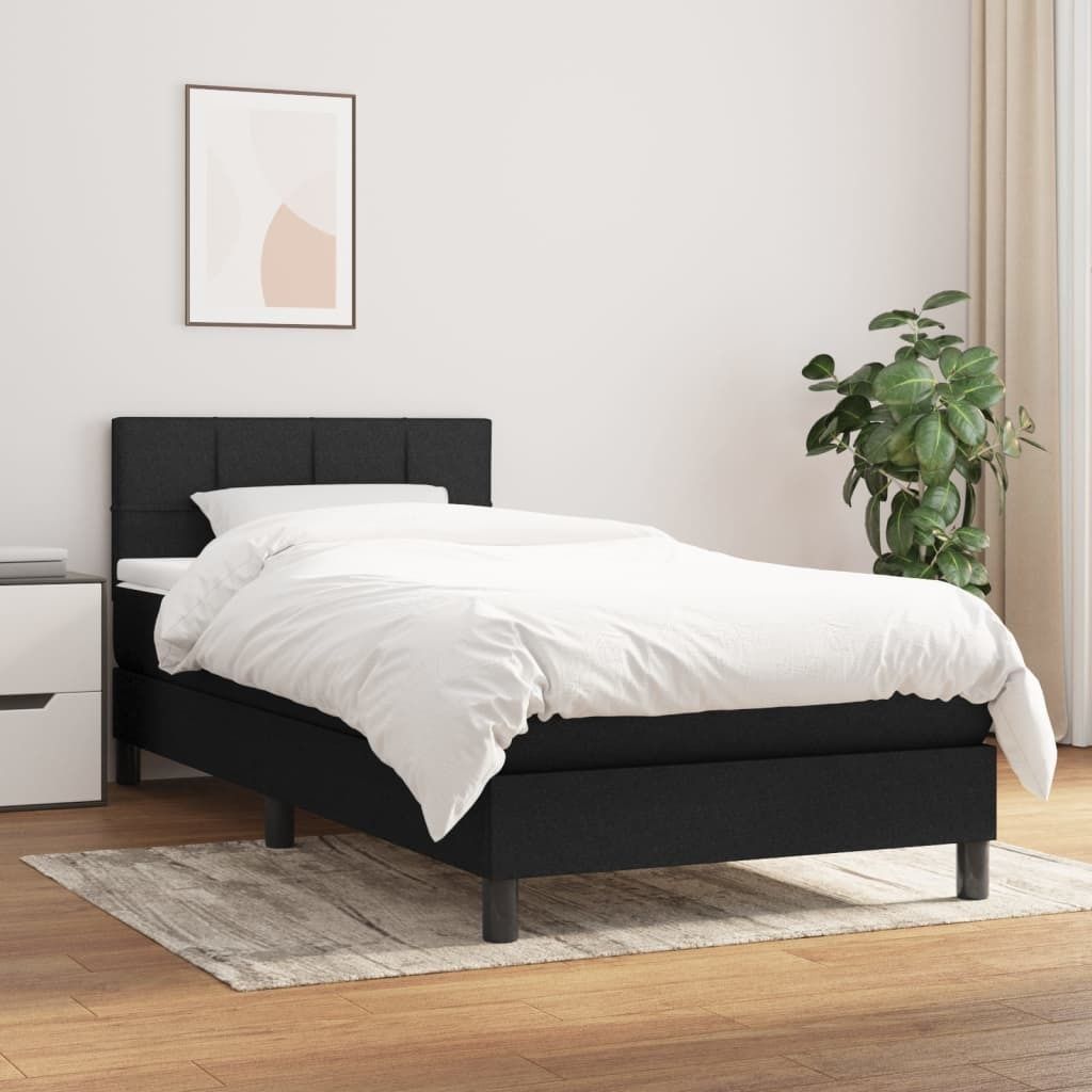 2025 Moderne Bettrahmen inkl. Lattenrost - Boxspringbett mit Matratze Schwarz 100x200 cm Stoff - Klassische Betten,Design 6957432 4parcel