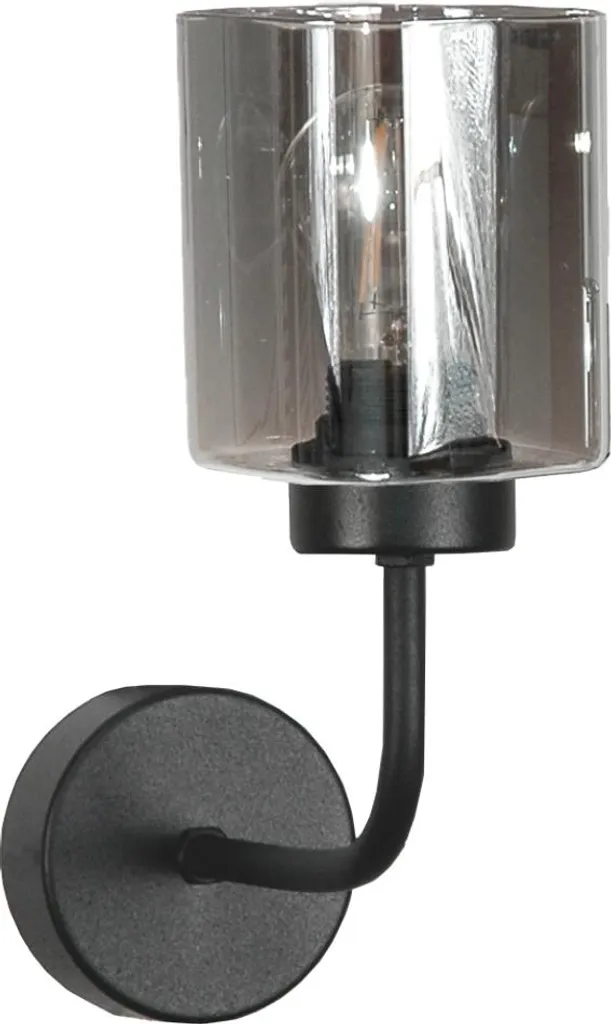 Applique Vetro Grafite Jastar 15-413 | Lampada da Parete Nera Robusta