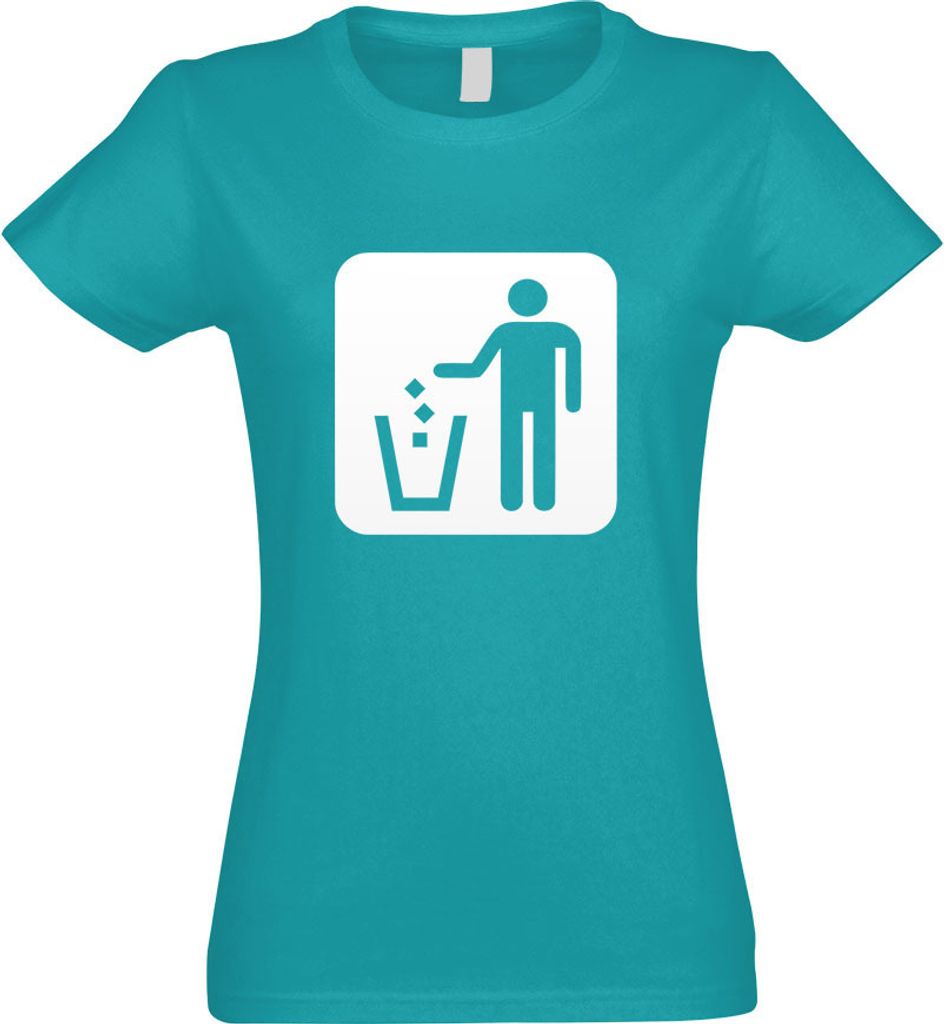 Kiwistar - T-Shirt tailliert - Damen - türkis - Mülleimer Entsorgung Piktogramme - mit Motiv Bedruckt - Funshirt Design - Sport - Freizeit - Dame...