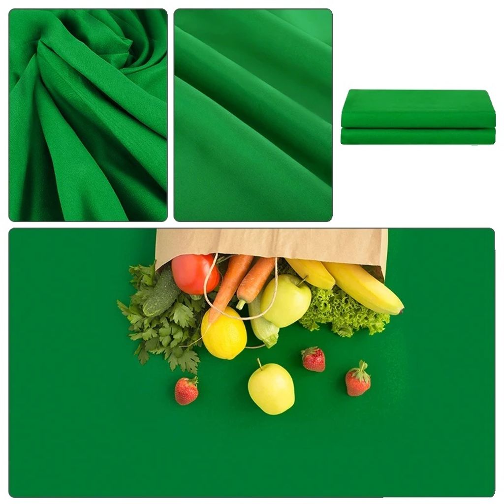Fotografie Hintergrund, Musselin Material, Stangentaschen Design, Grüner Stoff, 3000x3000-e