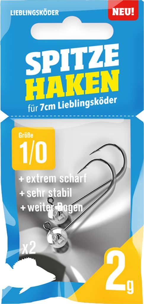 Lieblingsköder Spitze Haken Gr. 1/0 Jigköpfe - 2 Jighaken, Gewicht:2g