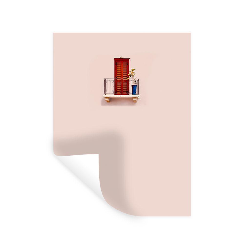 MuchoWow Wandtattoo Wandsticker Wandaufkleber Tür - Rot - Pastell - Architektur 90x120 cm Selbstklebend und Repositionierbar - Faltenfrei